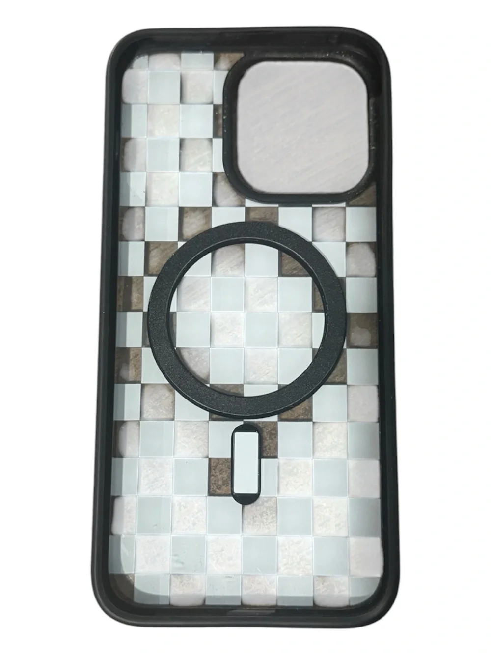 Black Checkerboard MagSafe-Compatible Phone Case
